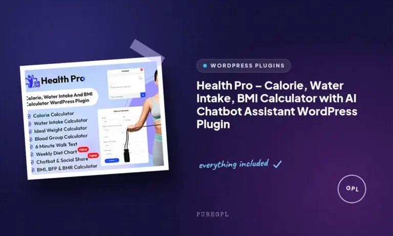 health pro calorie water intake bmi calculator with ai chatbot assistant wordpress plugin