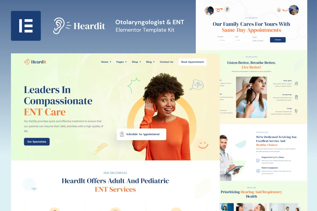 HeardIt – Otolaryngologist Elementor Template Kit