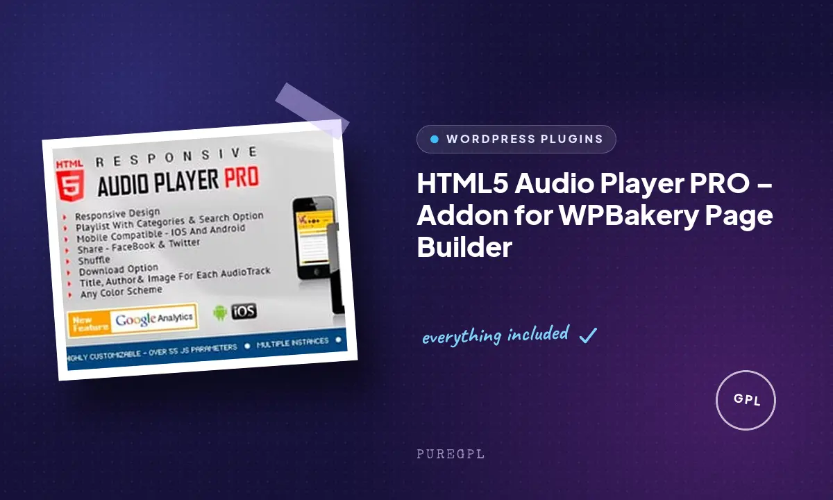 HTML5 Audio Player PRO – Addon for WPBakery Page Builder