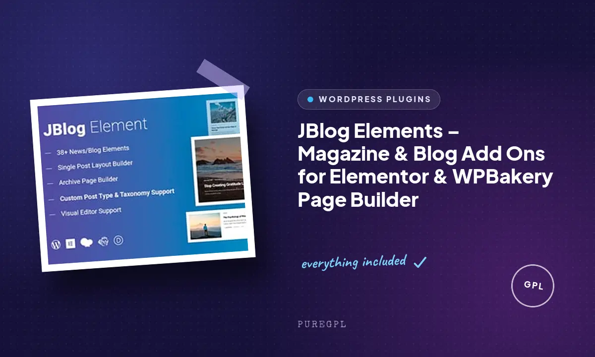 JBlog Elements – Magazine & Blog Add Ons for Elementor & WPBakery Page Builder