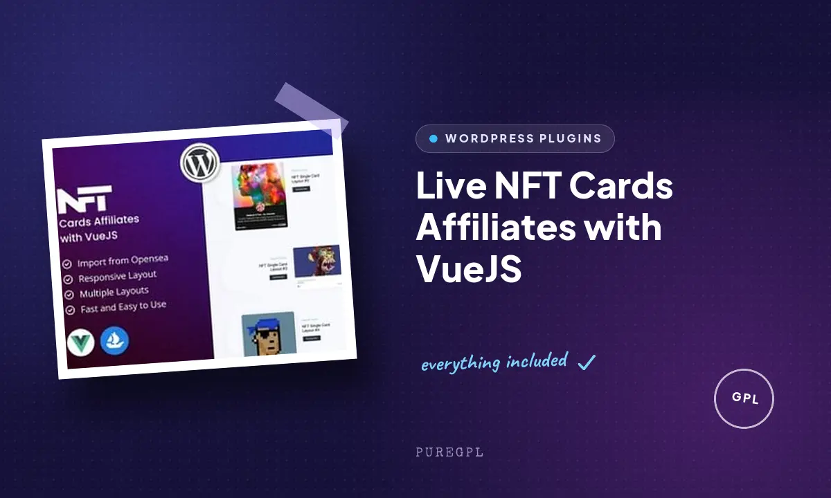 Live NFT Cards Affiliates with VueJS