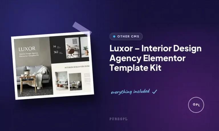 luxor interior design agency elementor template kit