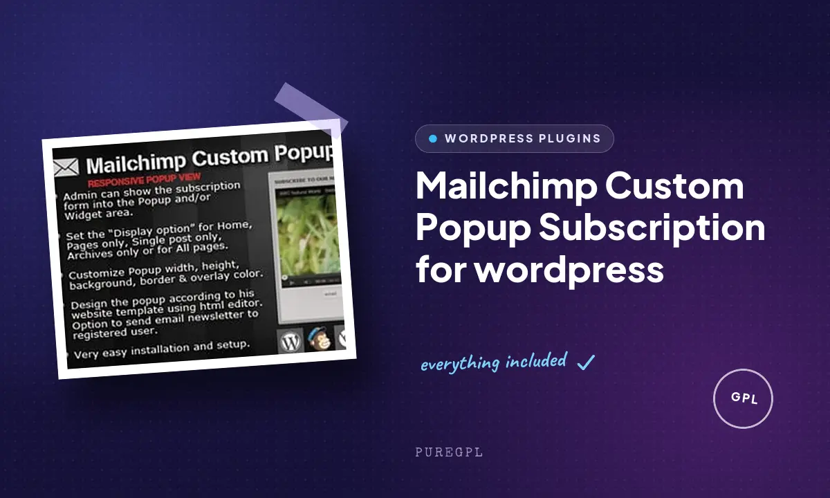Mailchimp Custom Popup Subscription for wordpress