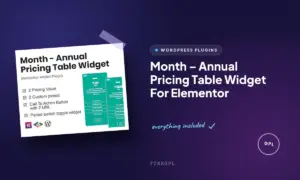 month annual pricing table widget for elementor