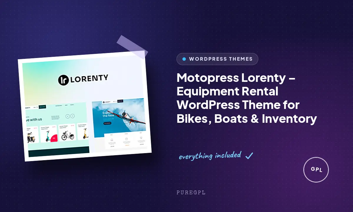 Lorenty – Equipment Rental WordPress Theme for Bikes, Boats & Inventory