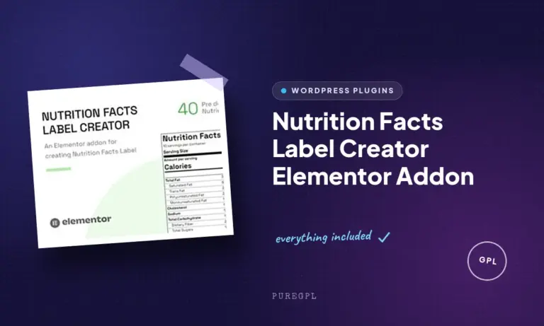 nutrition facts label creator elementor addon