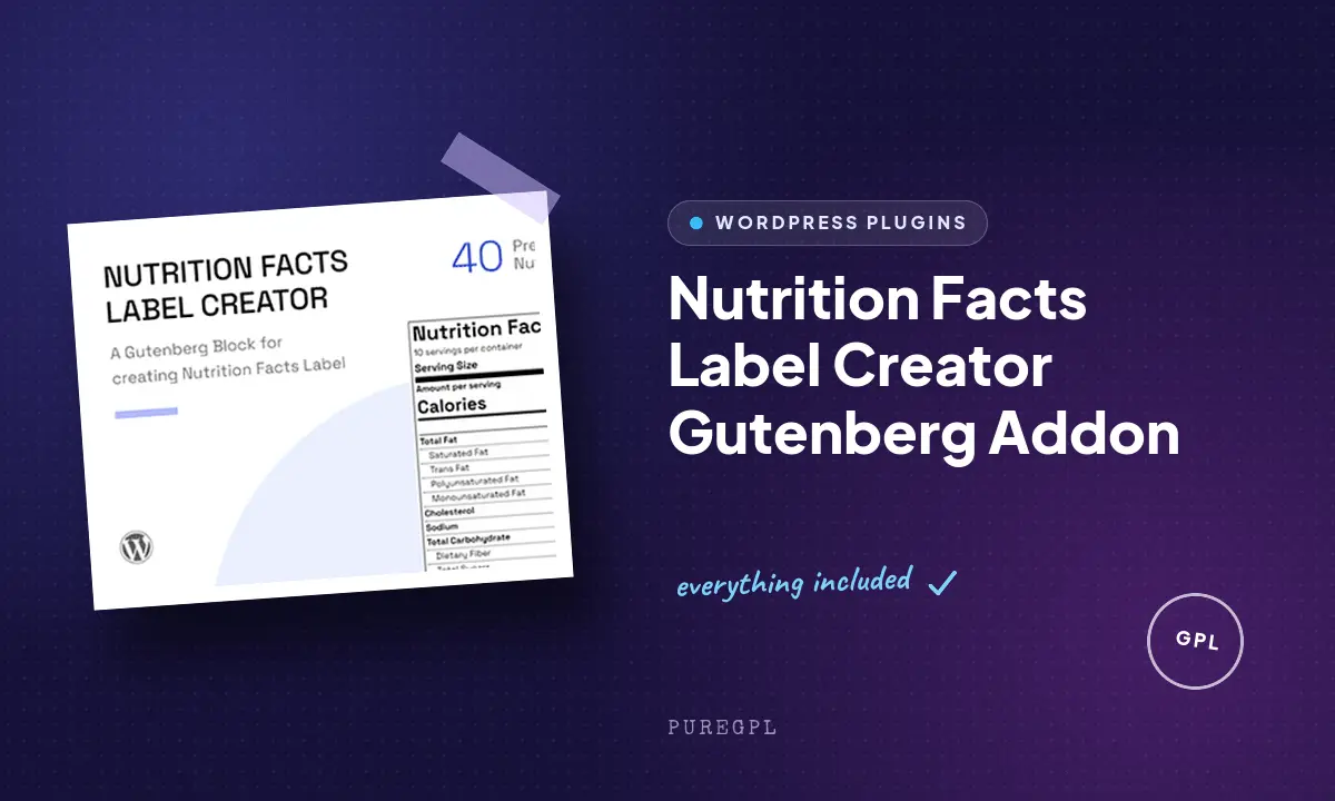 Nutrition Facts Label Creator Gutenberg Addon