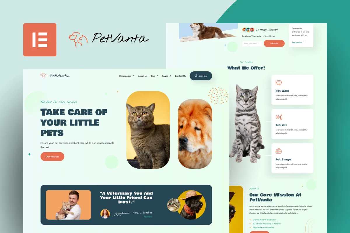 Petvanta – Pet Care Services Elementor Template Kit