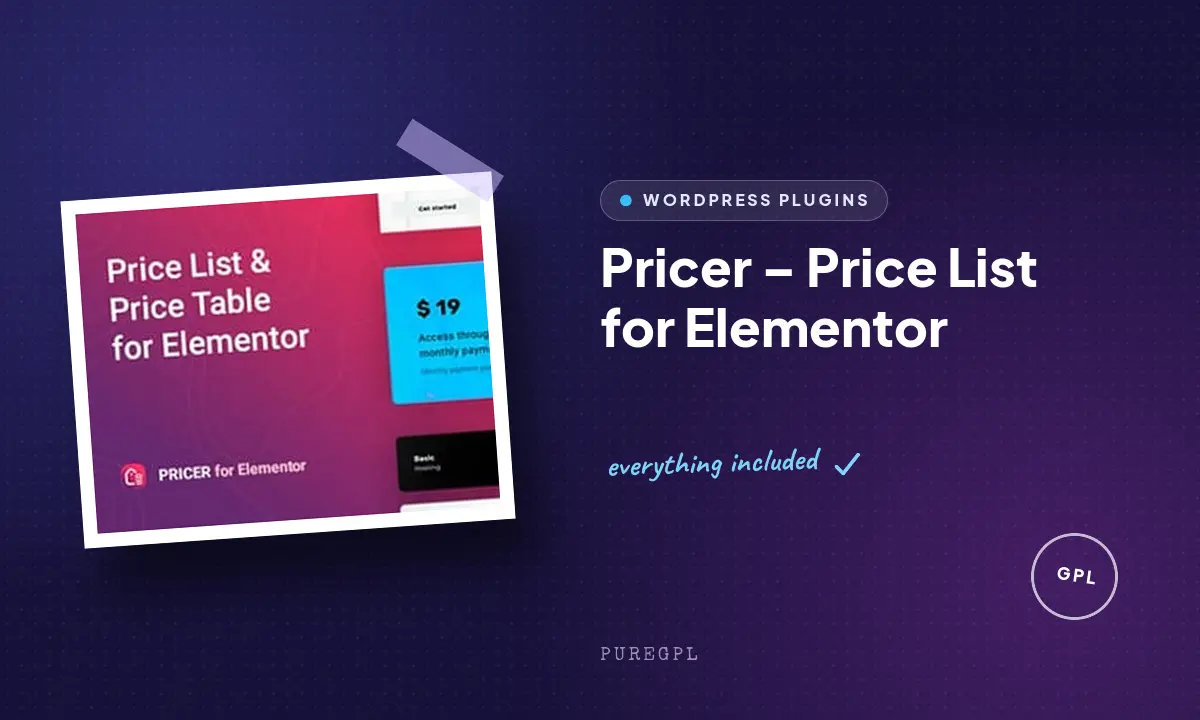 Pricer – Price List for Elementor