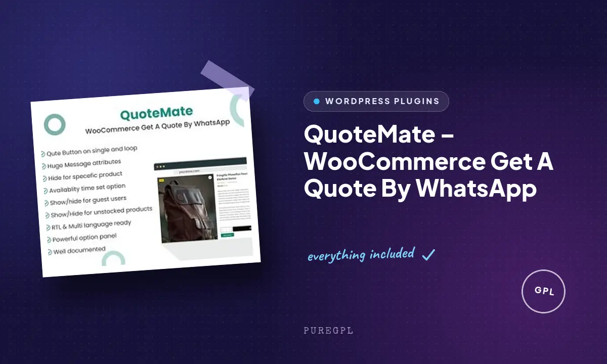 QuoteMate – WooCommerce Get A Quote By WhatsApp