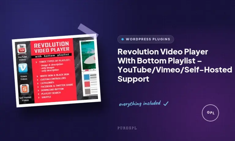 revolution video player with bottom playlist youtube vimeo self hosted support