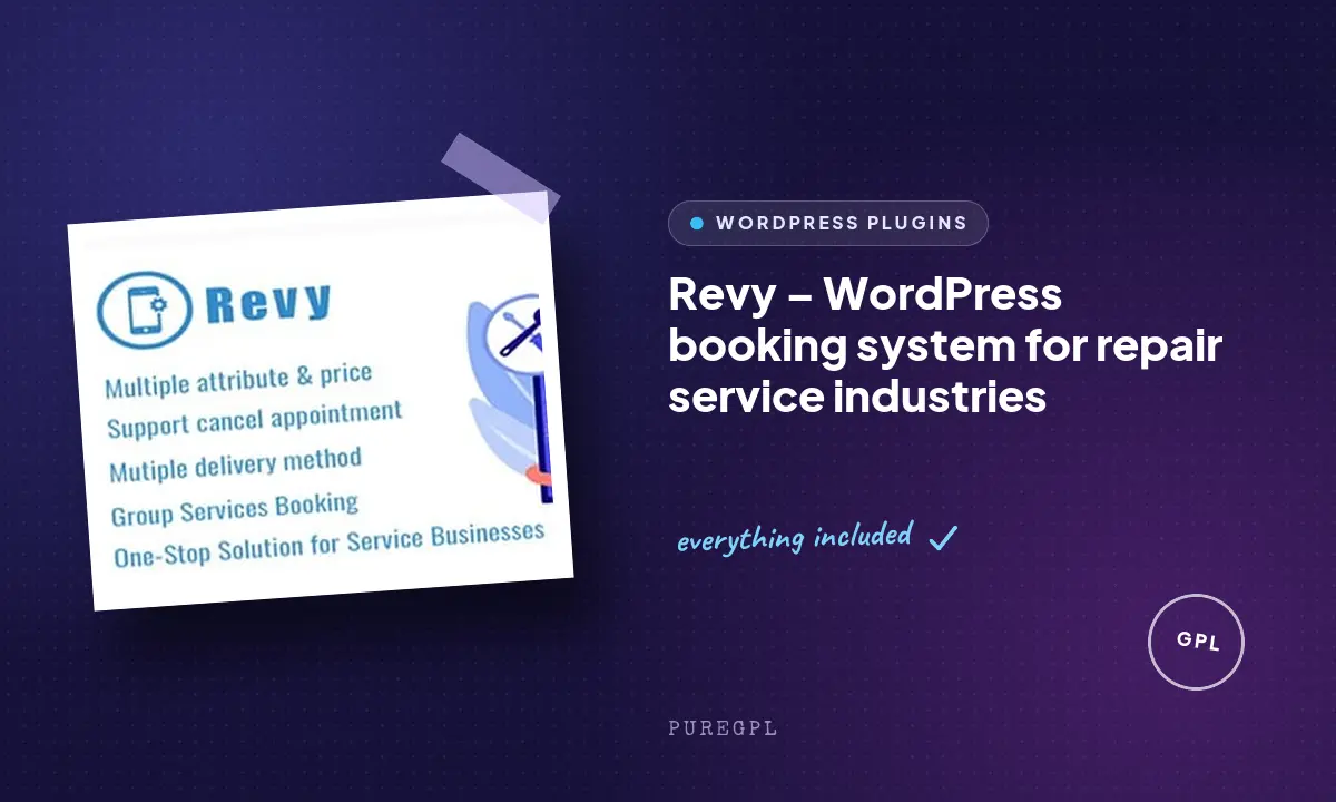 Revy – WordPress booking system for repair service industries