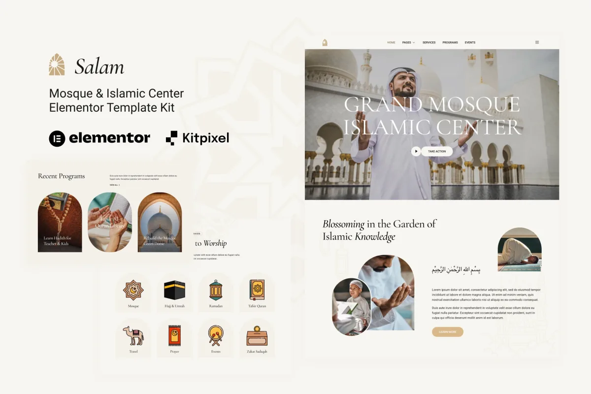 Salam – Mosque Islamic Center Elementor Template Kit