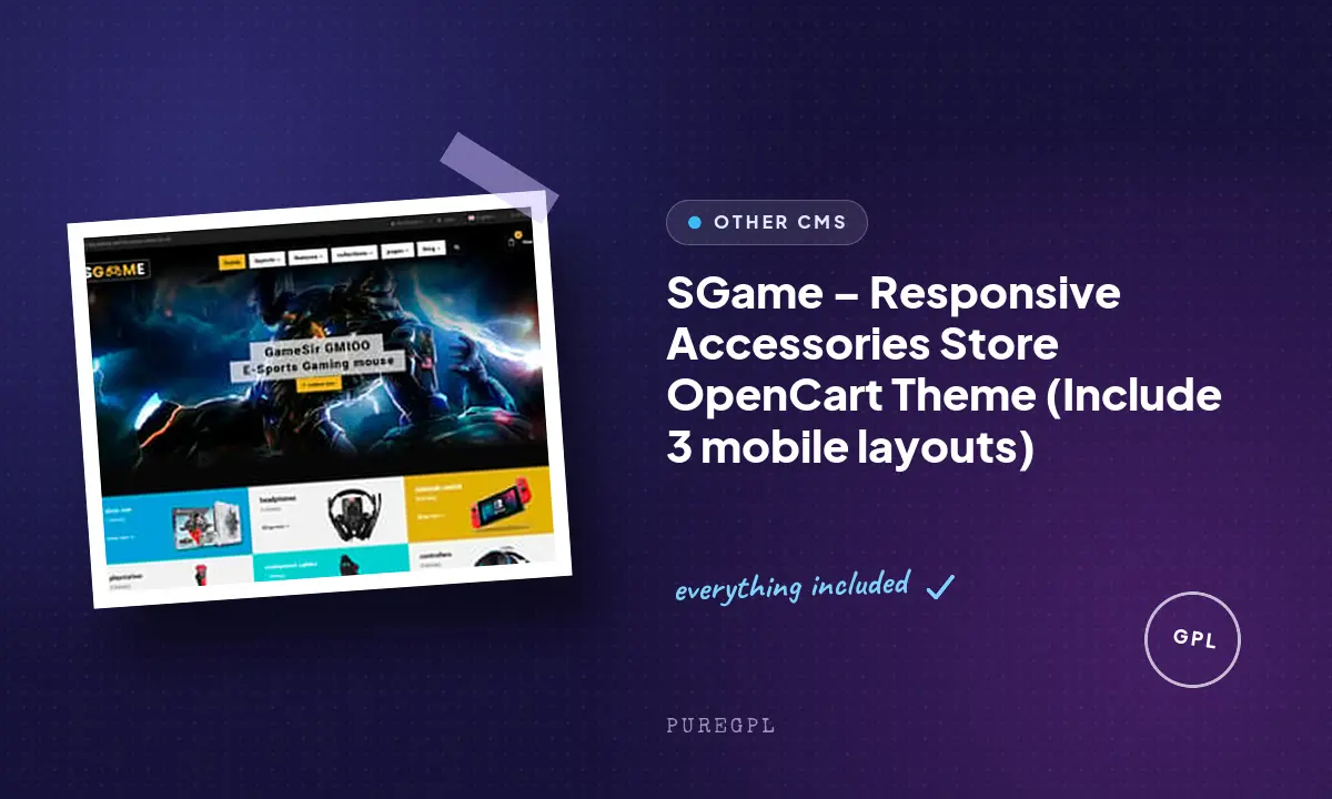 SGame – Responsive Accessories Store OpenCart Theme (Include 3 mobile layouts)