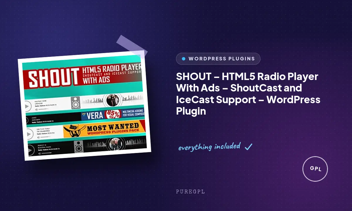 SHOUT – HTML5 Radio Player With Ads – ShoutCast and IceCast Support – WordPress Plugin
