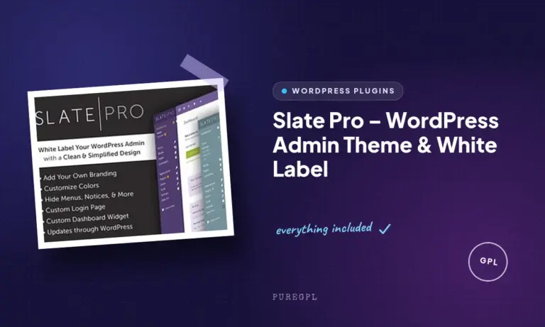 slate pro wordpress admin theme white label