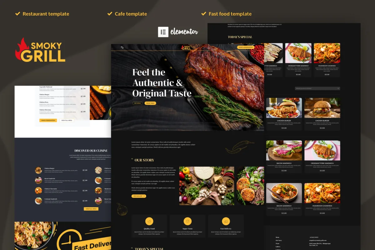 Smoky Grill – Restaurant & Cafe Elementor Pro Template Kit