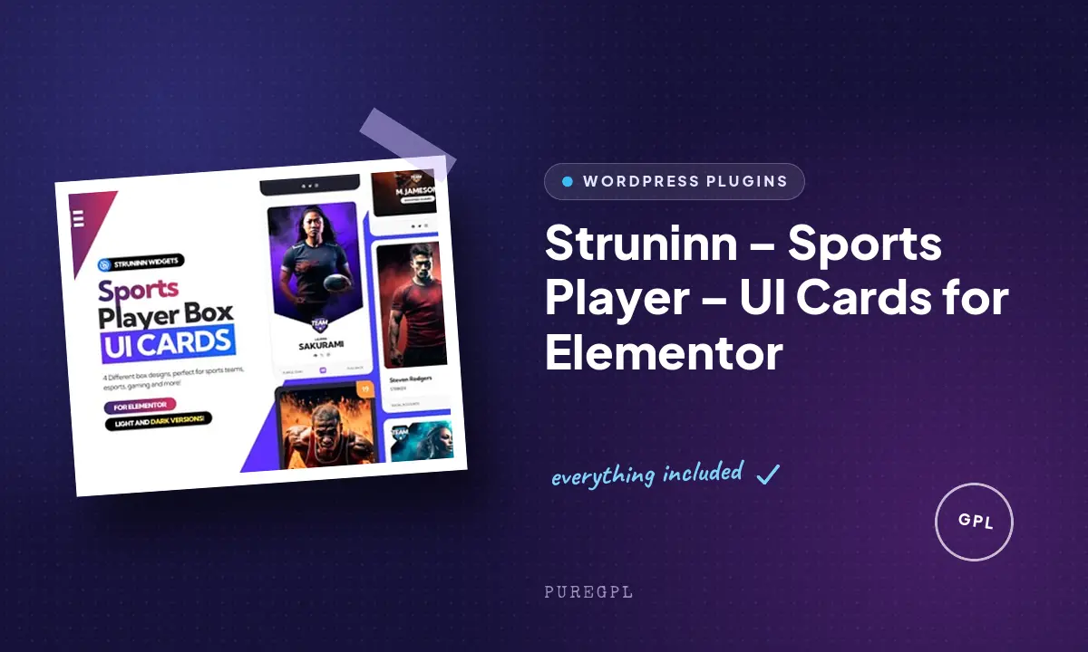 Struninn – Sports Player – UI Cards for Elementor