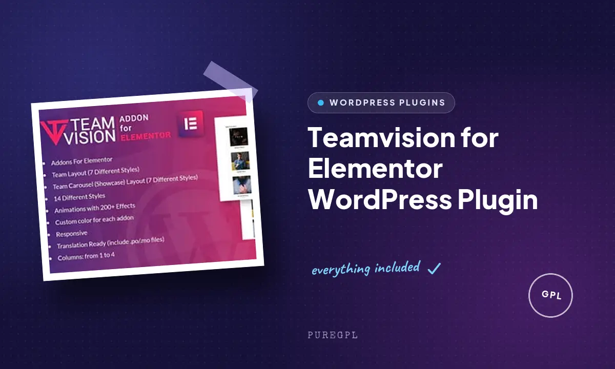 Teamvision for Elementor WordPress Plugin
