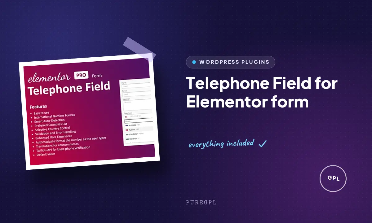 Telephone Field for Elementor form