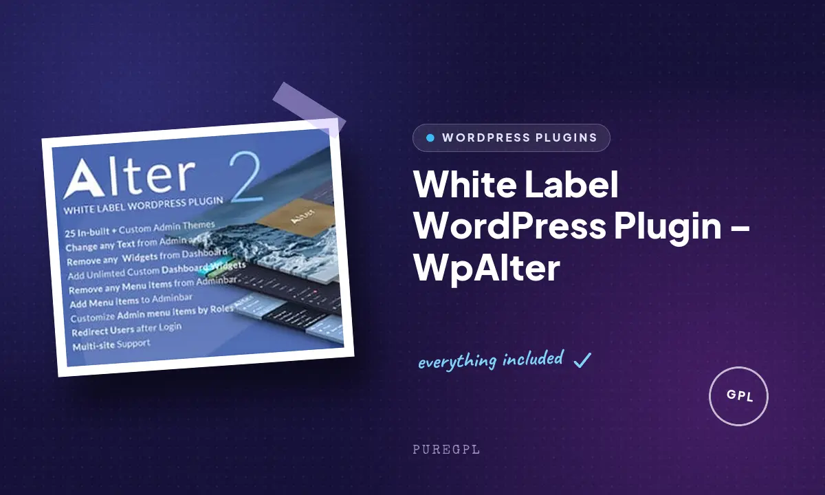 White Label WordPress Plugin | WpAlter