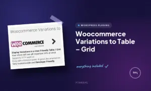 woocommerce variations to table grid