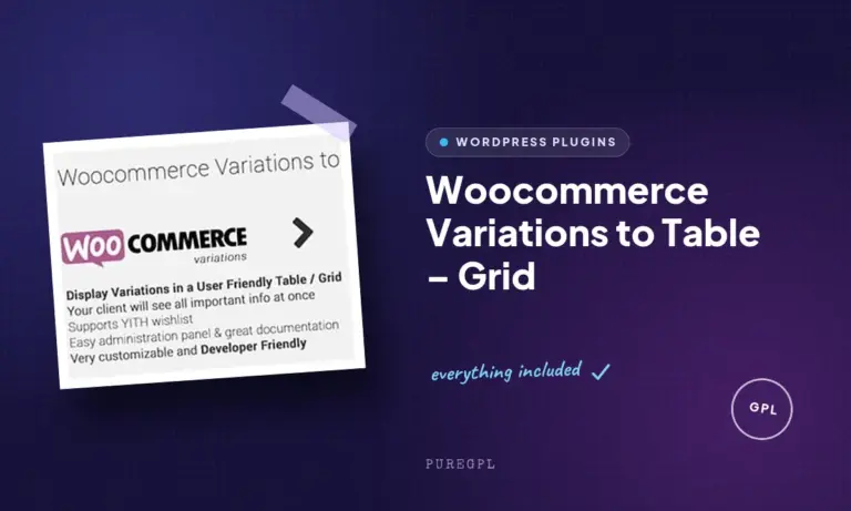 woocommerce variations to table grid