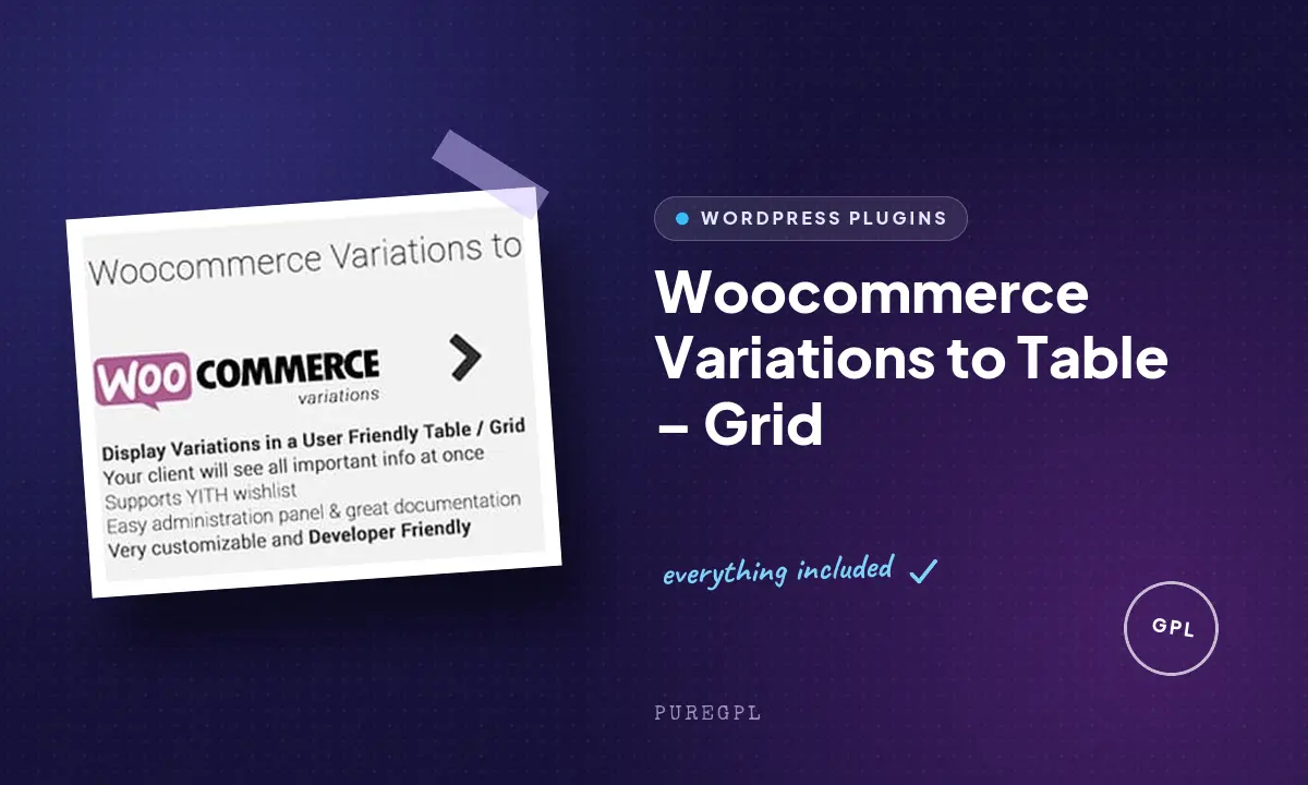 WooCommerce Variations to Table – Grid