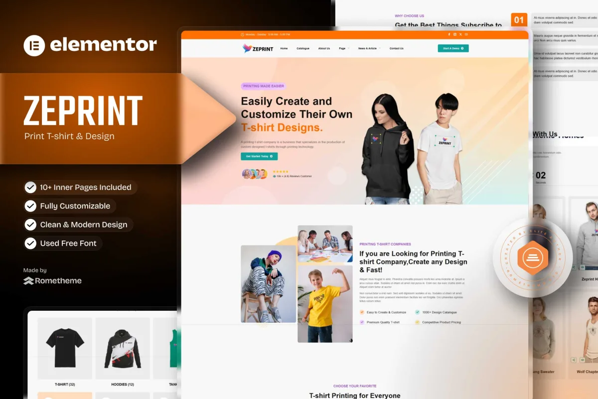 Zeprint – Print T-shirt & Design Elementor Pro Template Kit