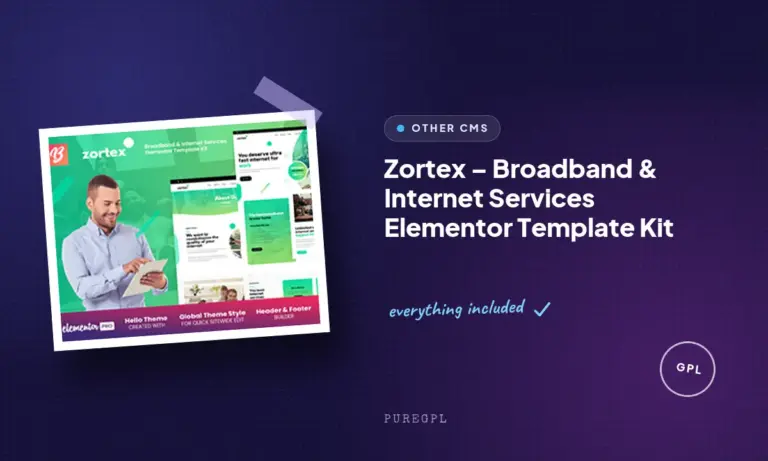 zortex broadband internet services elementor template kit