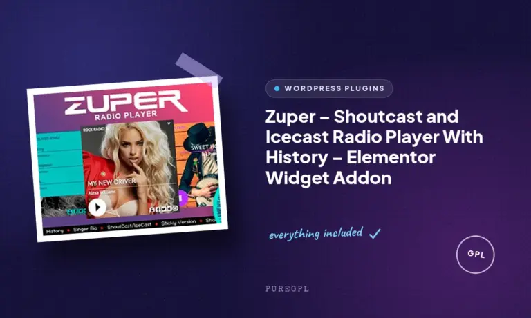 zuper shoutcast and icecast radio player with history elementor widget addon