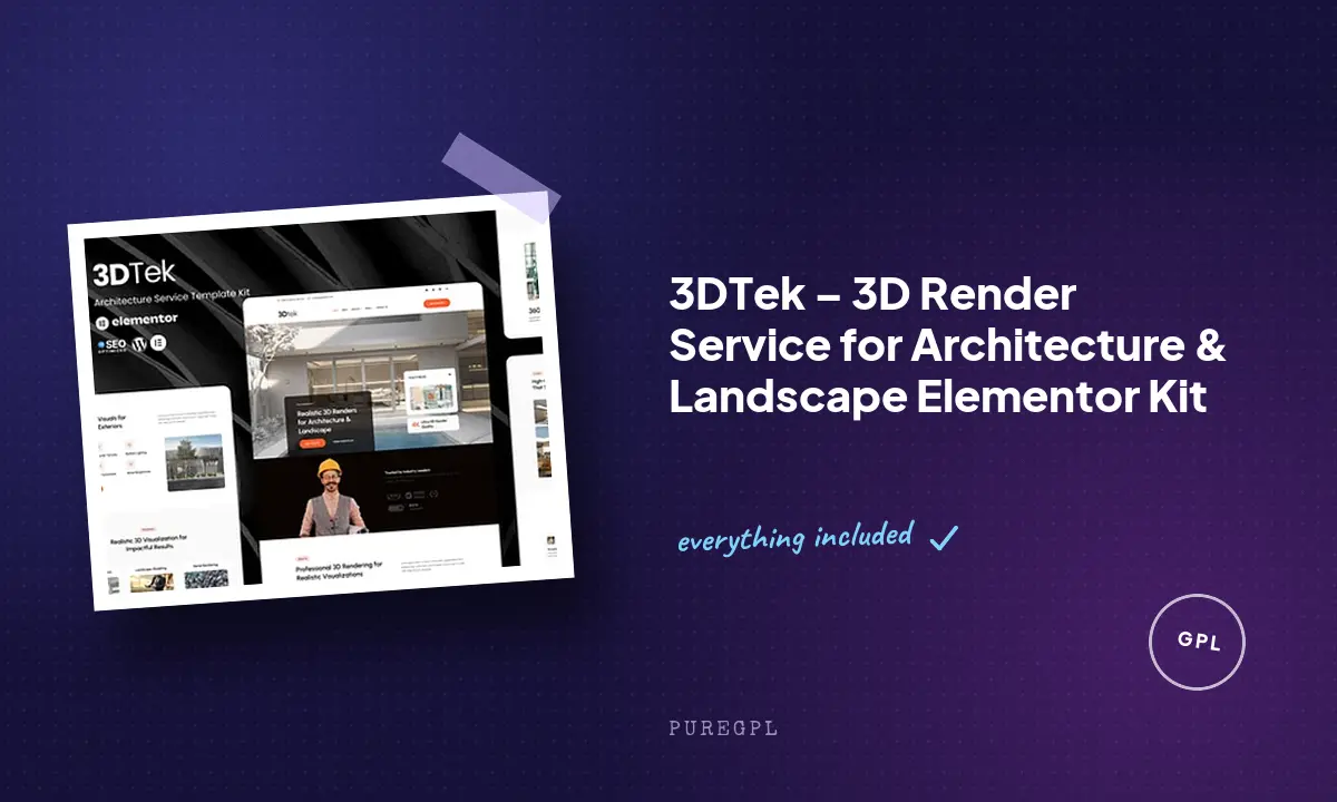 3DTek – 3D Render Service for Architecture & Landscape Elementor Kit