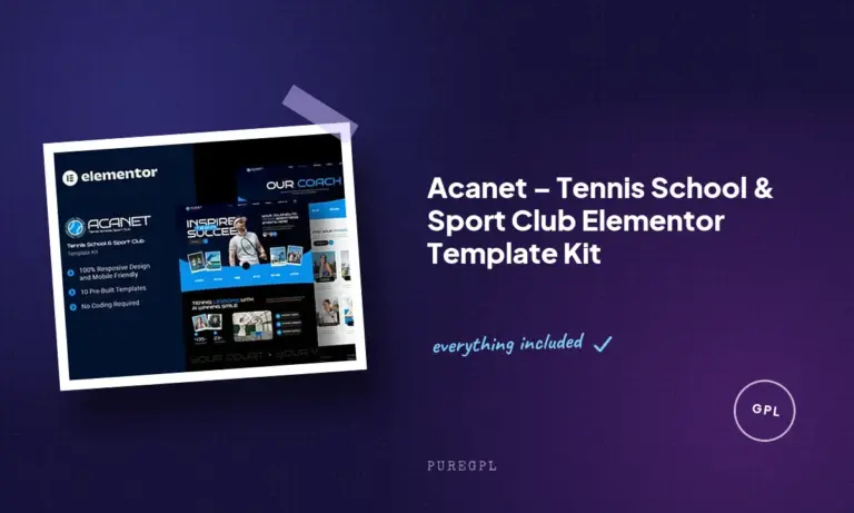 acanet tennis school sport club elementor template kit