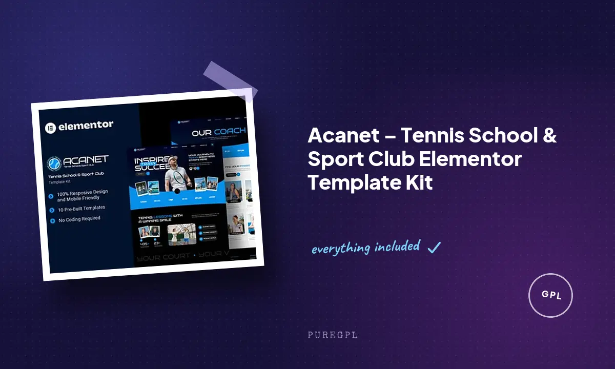 Acanet – Tennis School & Sport Club Elementor Template Kit