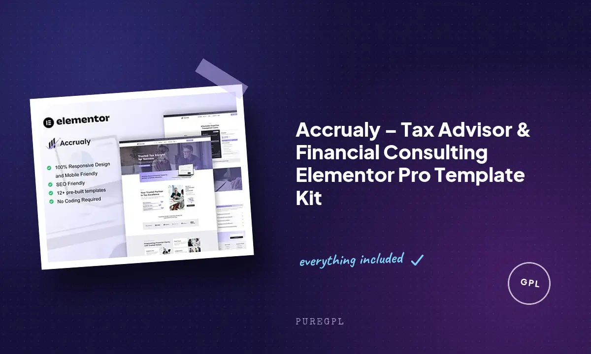 Accrualy – Tax Advisor & Financial Consulting Elementor Pro Template Kit