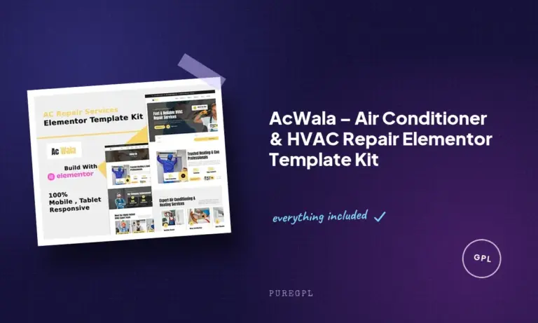 acwala air conditioner hvac repair elementor template kit