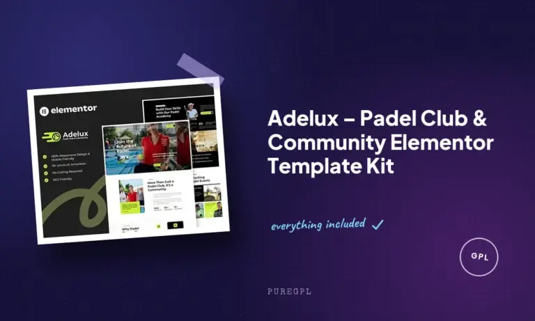 adelux padel club community elementor template kit