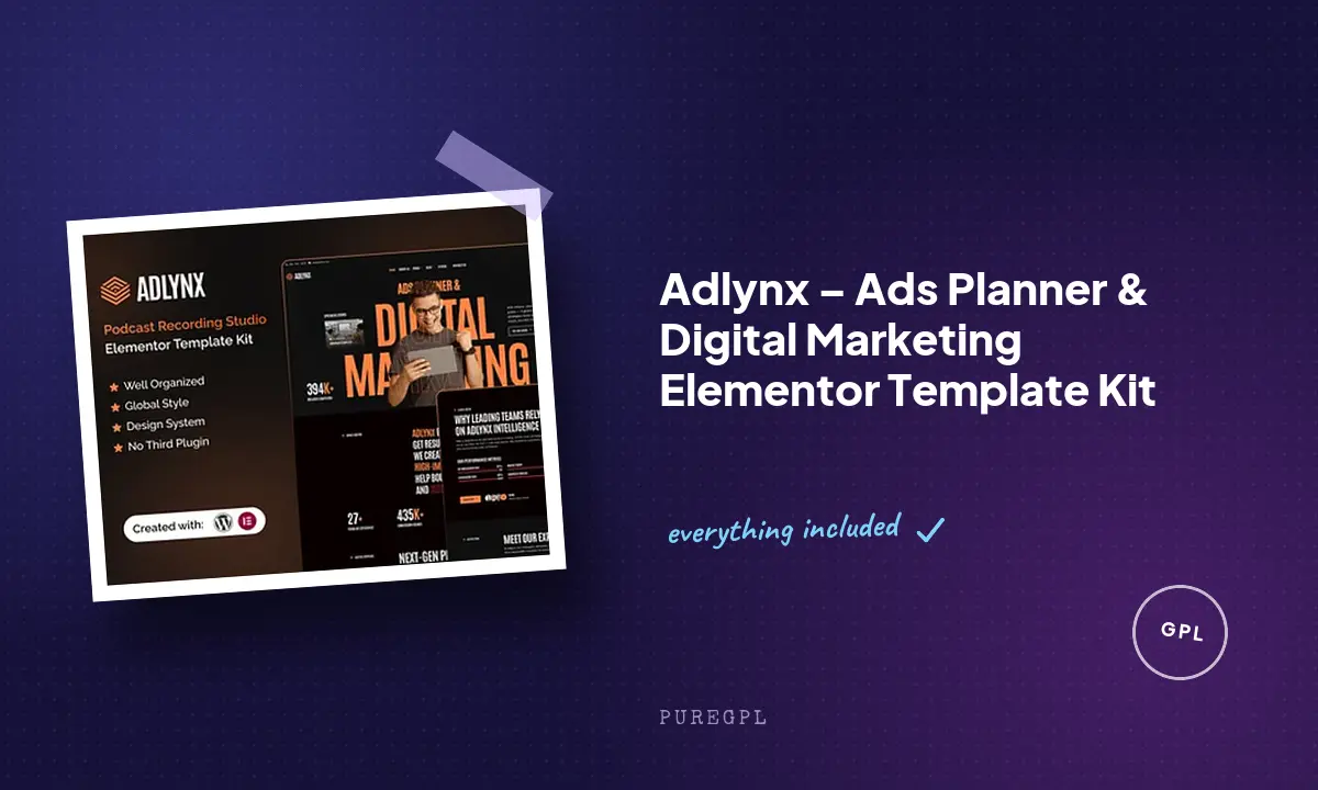 Adlynx – Ads Planner & Digital Marketing Elementor Template Kit