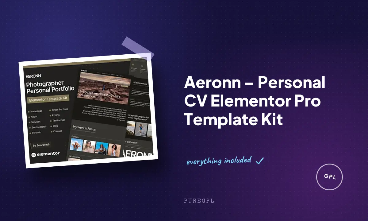 Aeronn – Personal CV Elementor Pro Template Kit