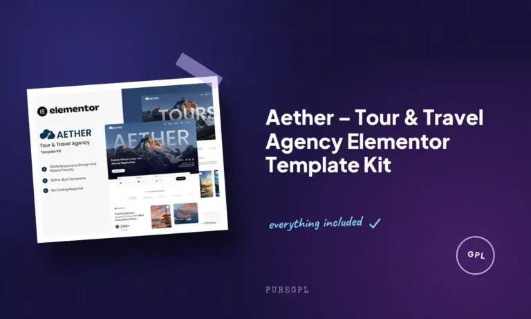 aether tour travel agency elementor template kit