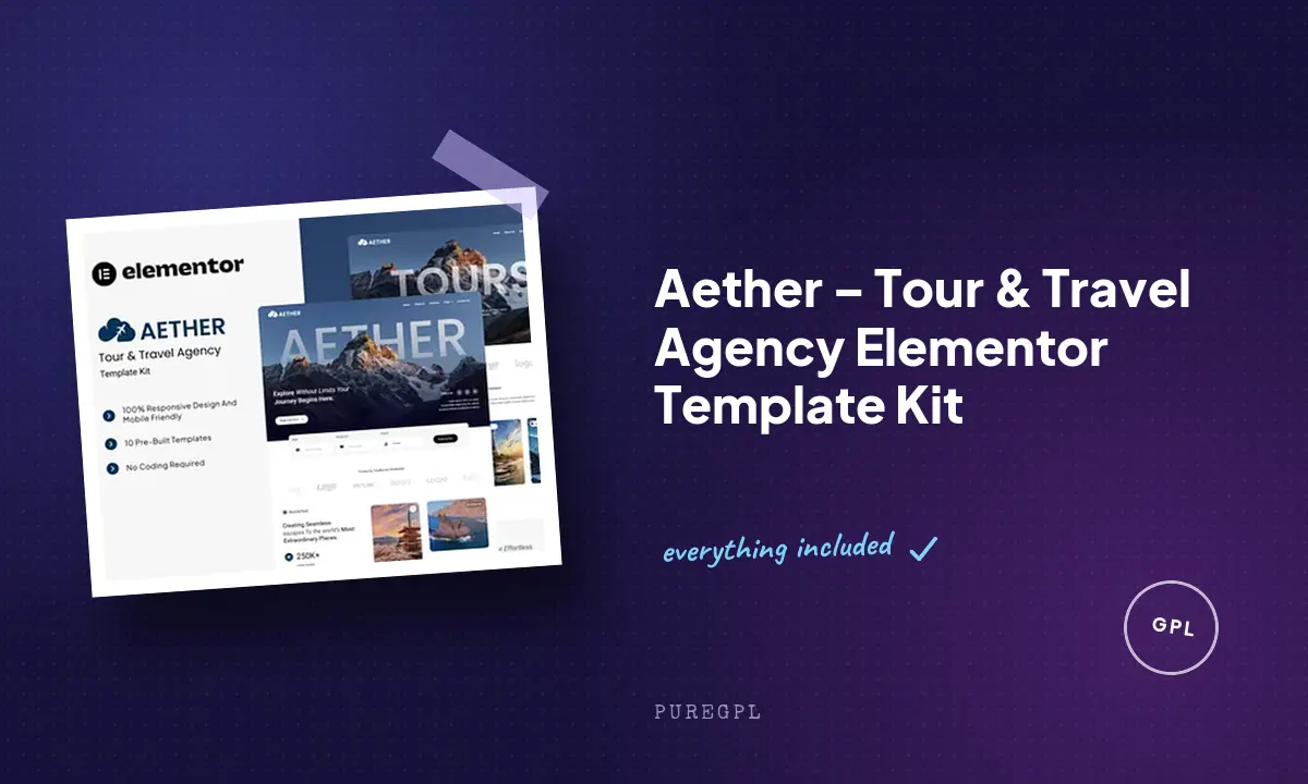 Aether – Tour & Travel Agency Elementor Template Kit