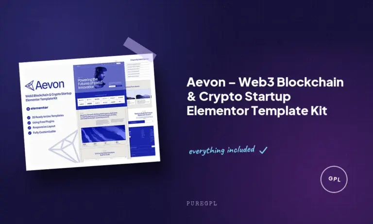 aevon web3 blockchain crypto startup elementor template kit