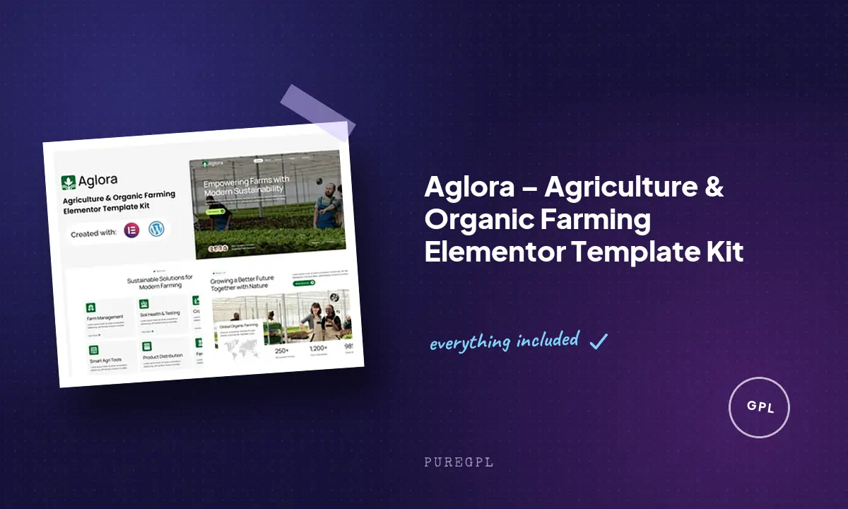 Aglora – Agriculture & Organic Farming Elementor Template Kit
