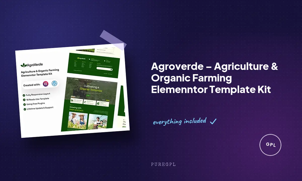 Agroverde – Agriculture & Organic Farming Elemenntor Template Kit