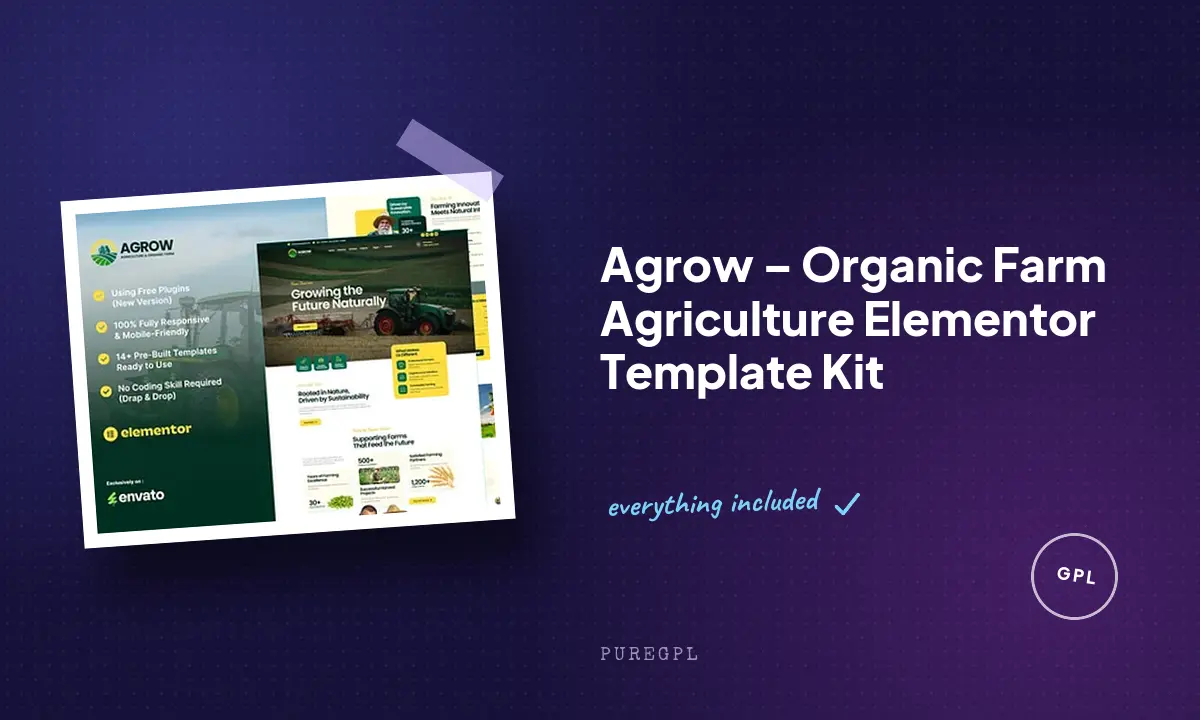 Agrow – Organic Farm Agriculture Elementor Template Kit