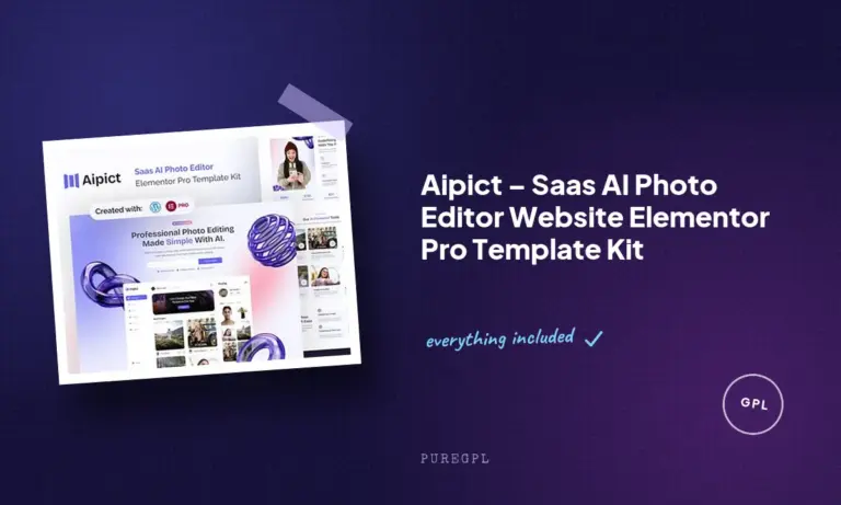 aipict saas ai photo editor website elementor pro template kit