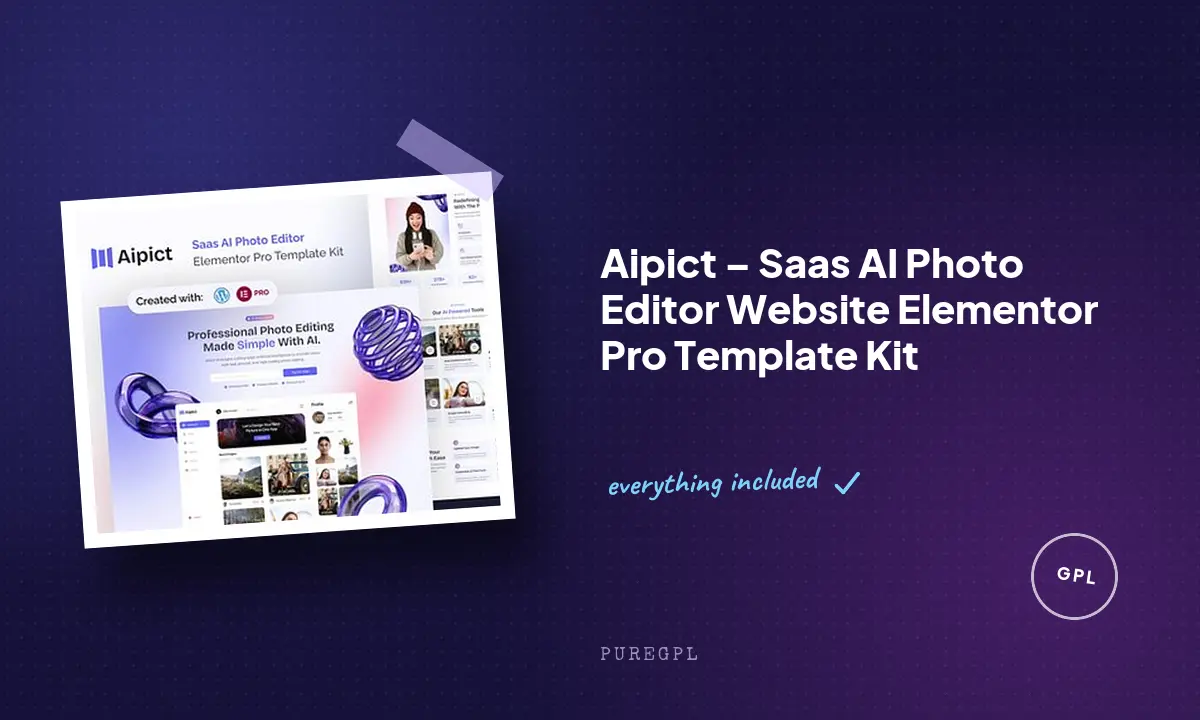 Aipict – Saas AI Photo Editor Website Elementor Pro Template Kit