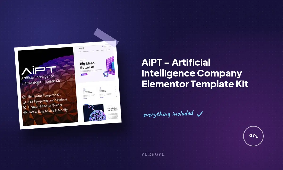 AiPT – Artificial Intelligence Company Elementor Template Kit