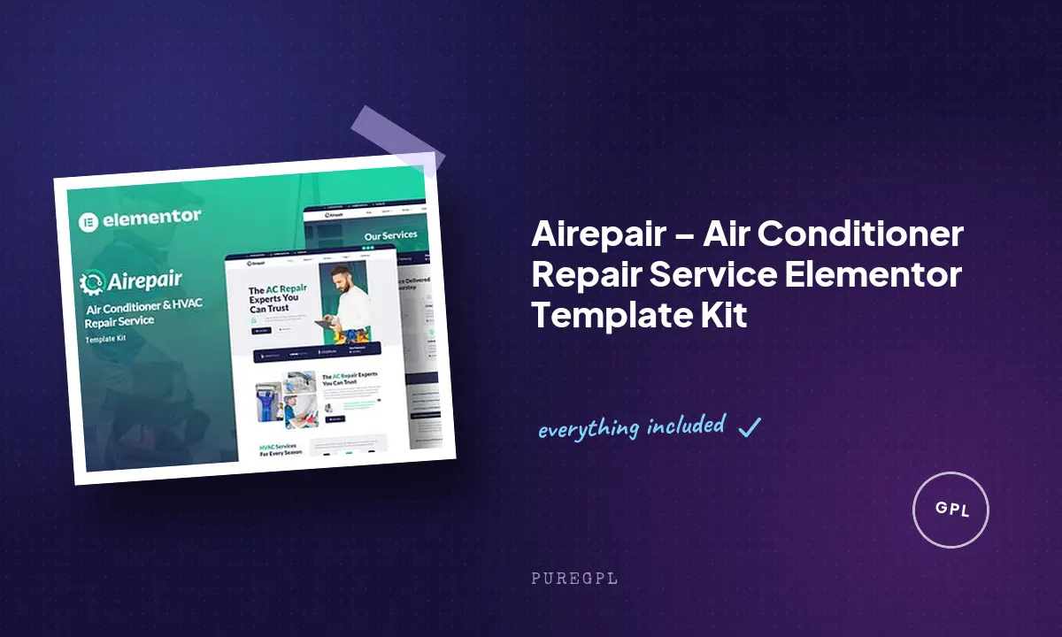 Airepair – Air Conditioner Repair Service Elementor Template Kit