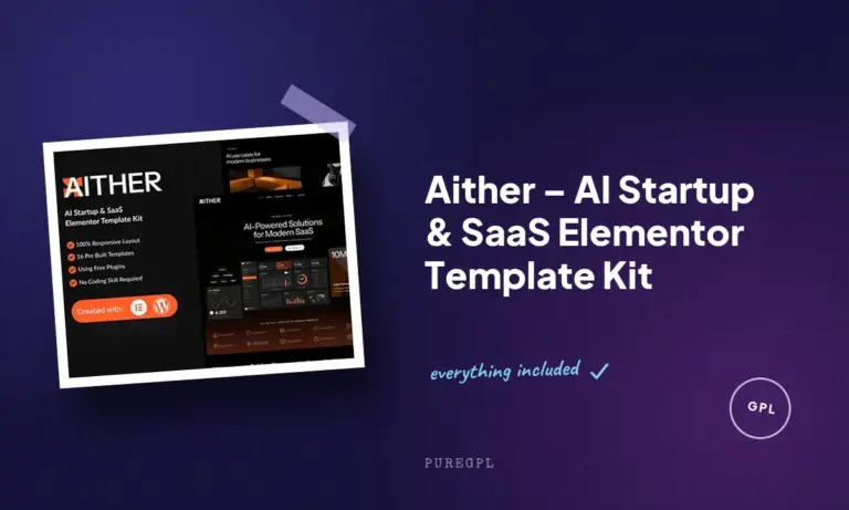 aither ai startup saas elementor template kit